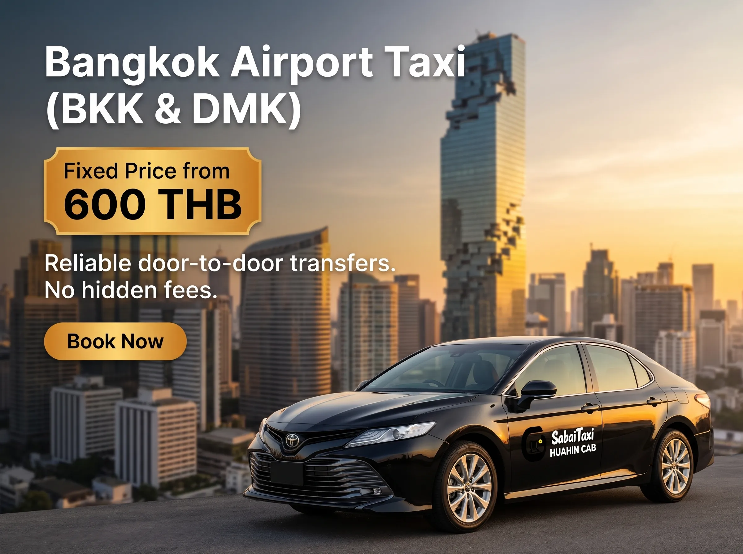 Reliable private airport taxi transfer service connecting BKK and DMK to downtown Bangkok at fixed rates.