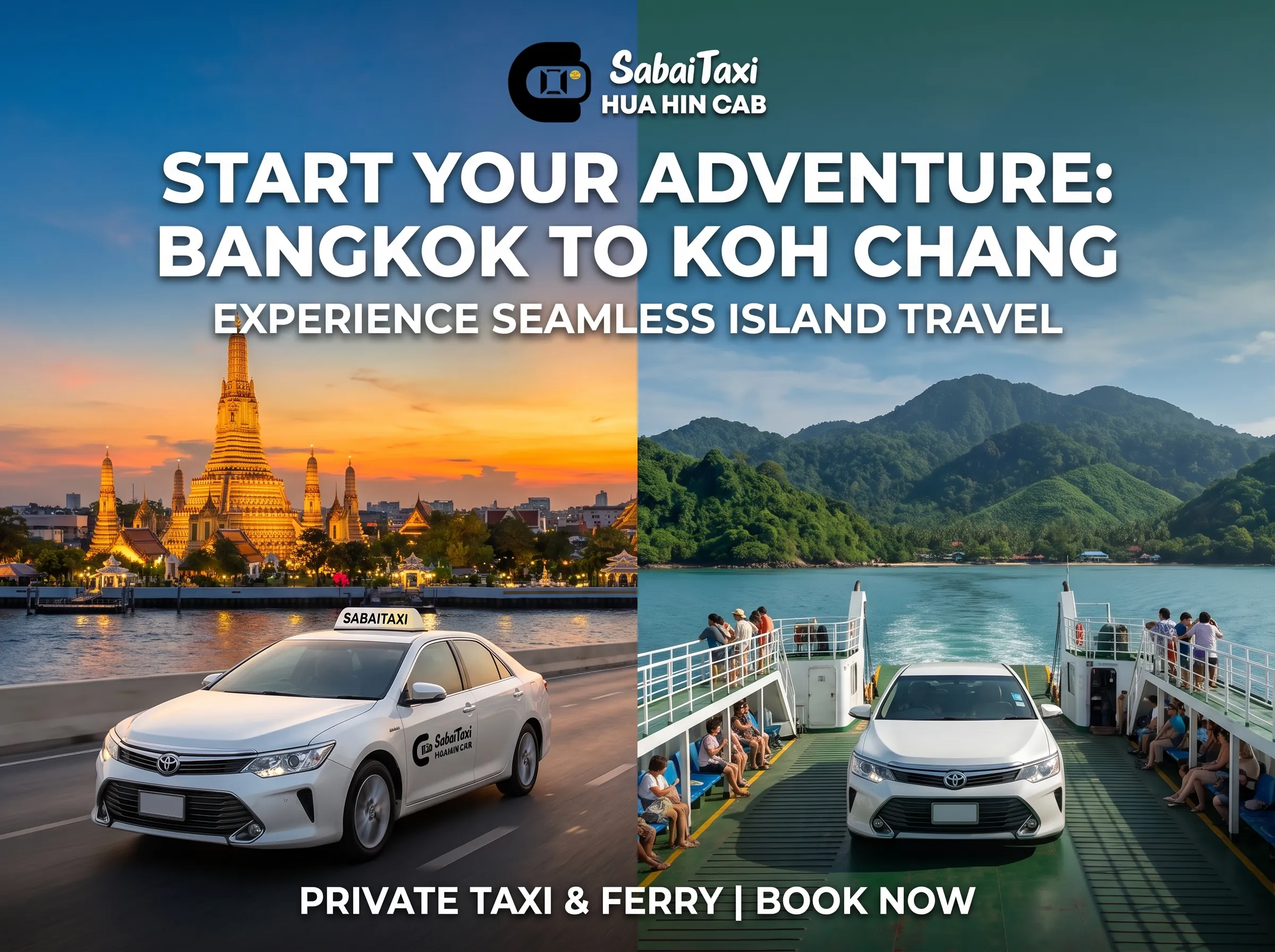Private taxi transfer from Bangkok to Koh Chang by SabaiTaxi