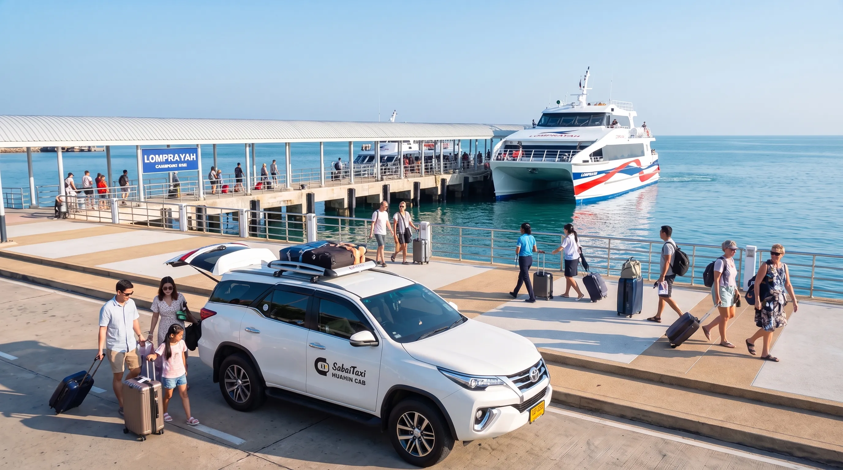 A private SabaiTaxi arriving at Chumphon Port in time for the Koh Tao ferry connection.