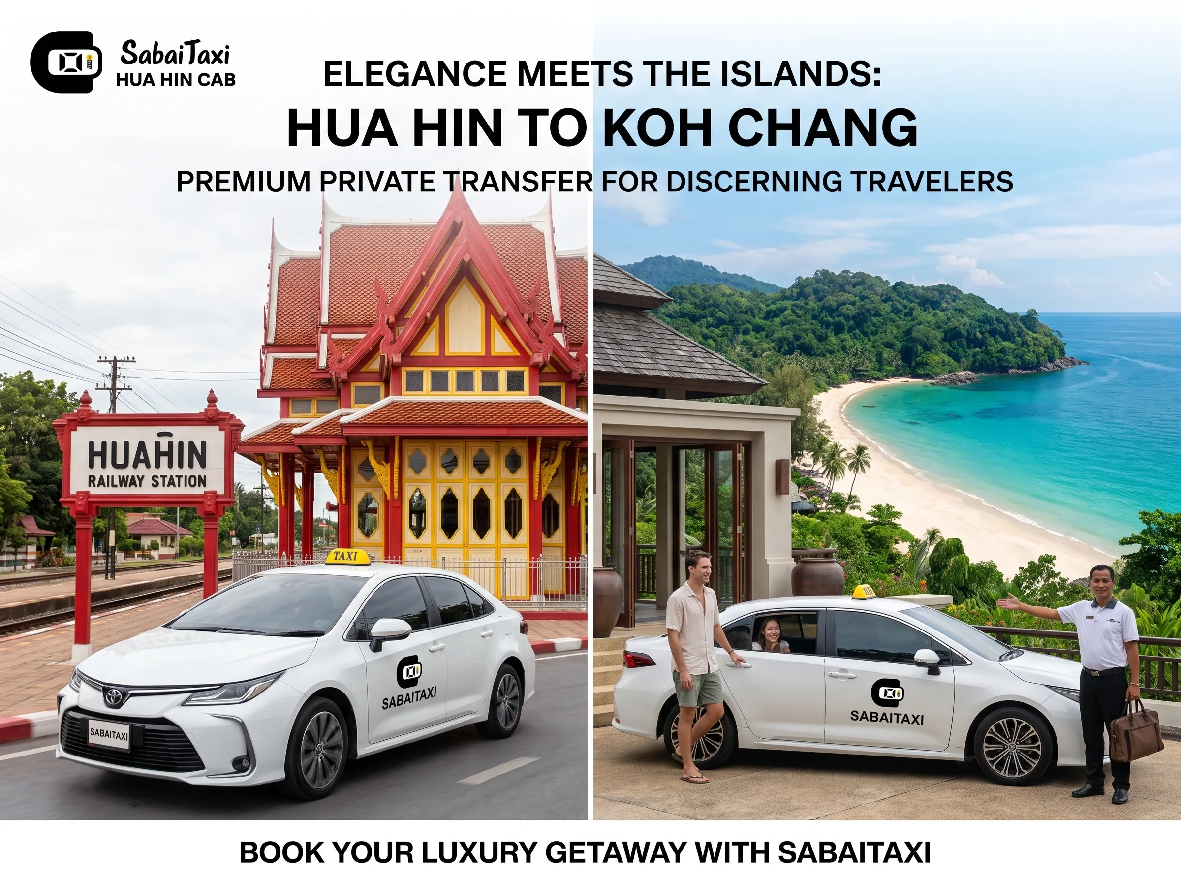 Private taxi transfer from Hua Hin to Koh Chang by SabaiTaxi.