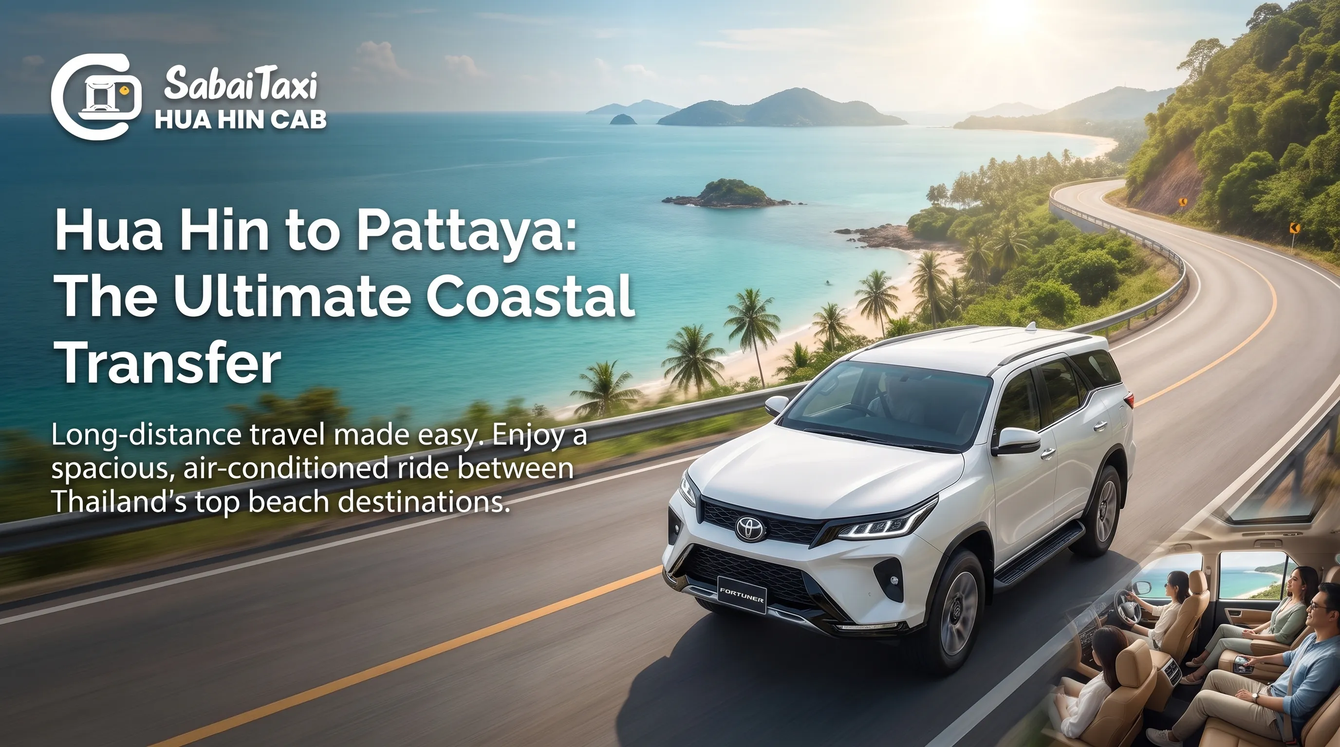 Long-distance private taxi service connecting Hua Hin to Pattaya. Enjoy a comfortable and safe journey with SabaiTaxi.