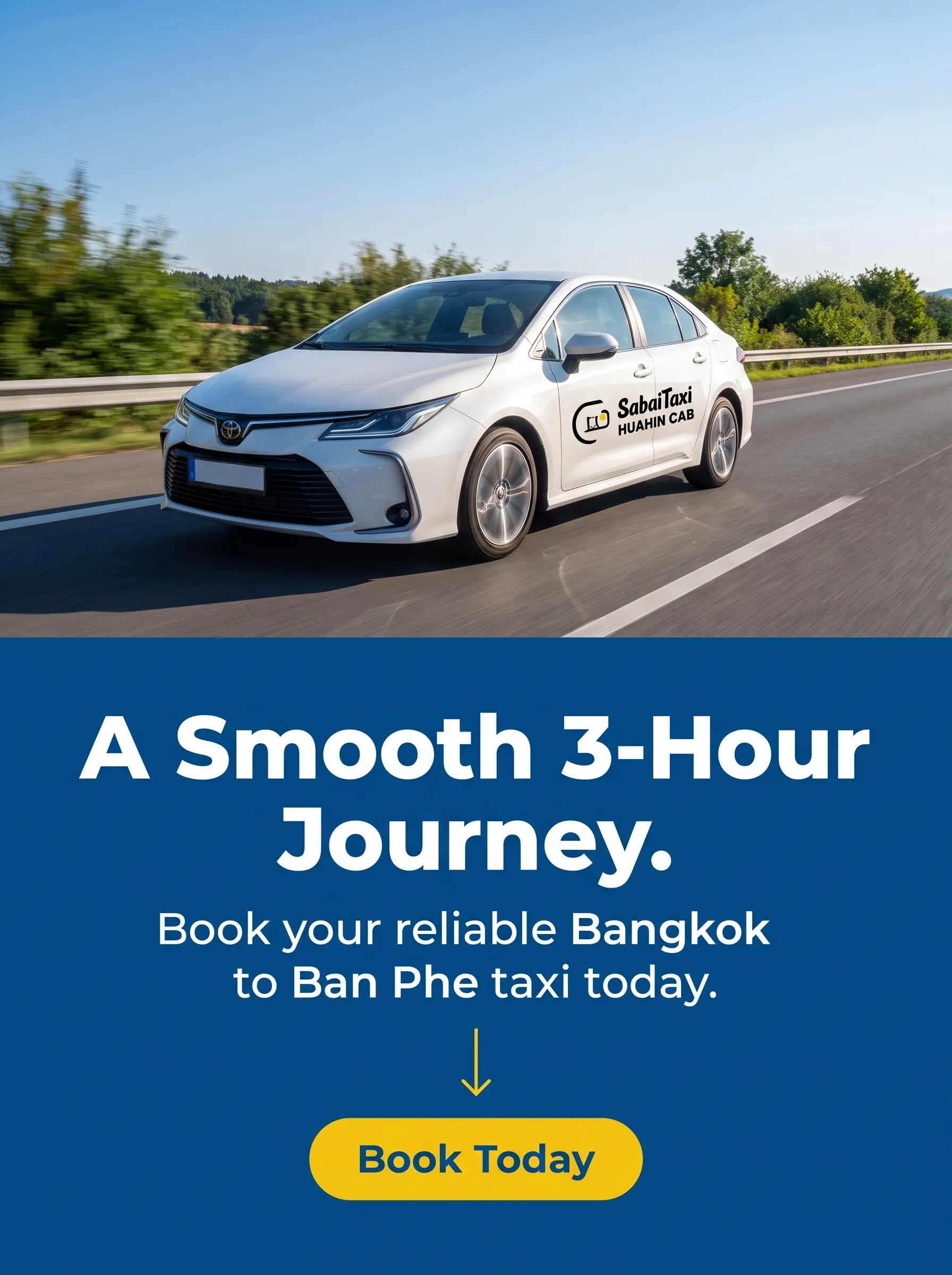 Book a reliable Bangkok to Ban Phe taxi with SabaiTaxi. Enjoy a smooth 3-hour journey to the Koh Samet ferry terminal in our comfortable private cars