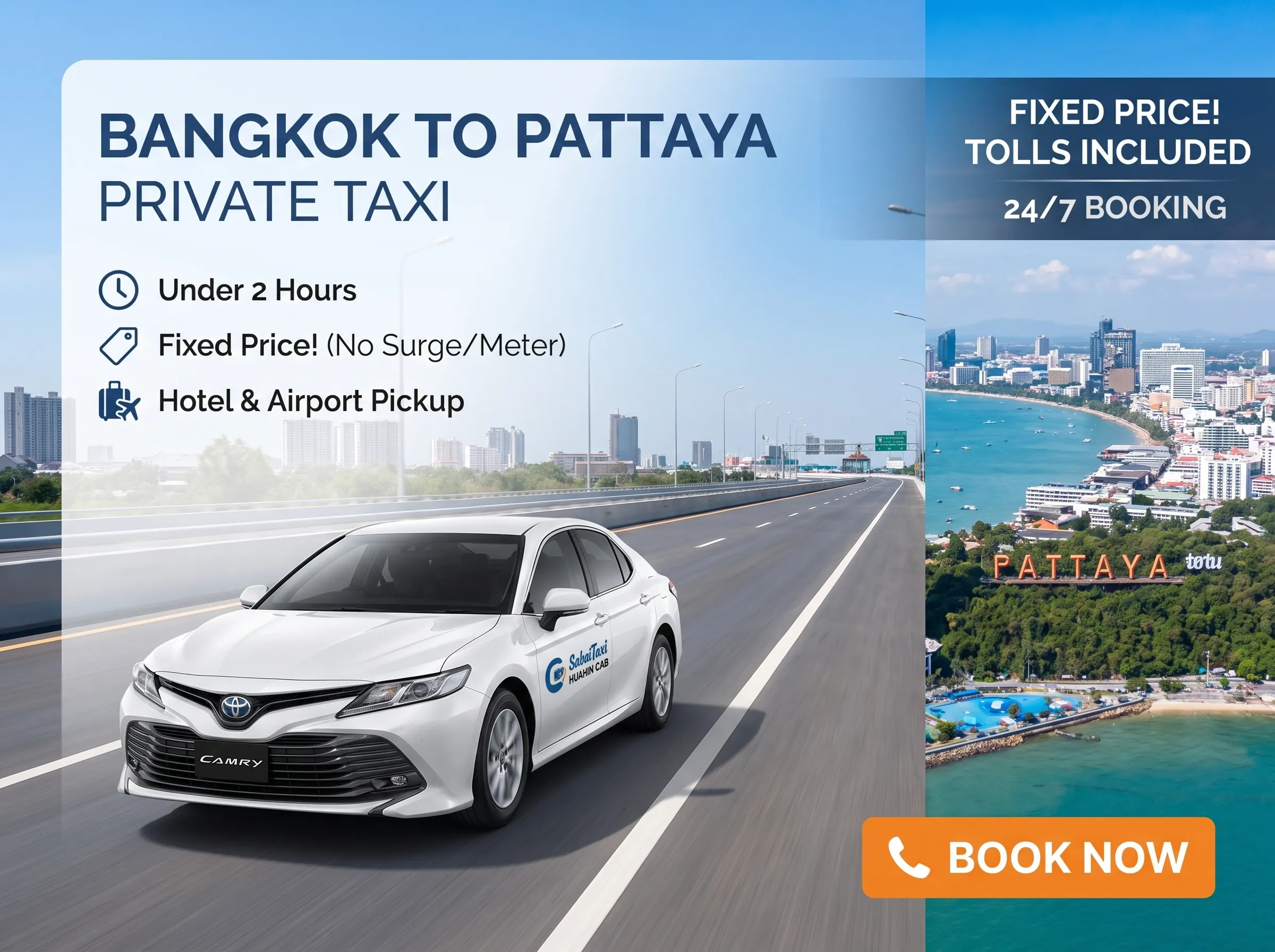 SabaiTaxi's private taxi service from Bangkok to Pattaya