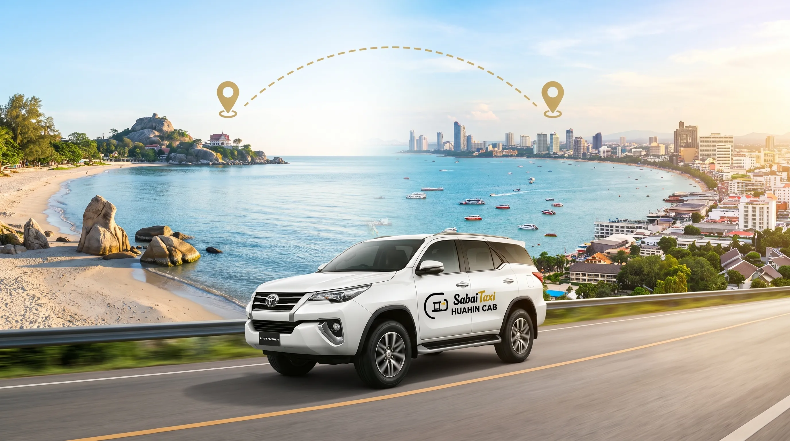 Sabaitaxi private transfer service from Hua Hin to Pattaya.