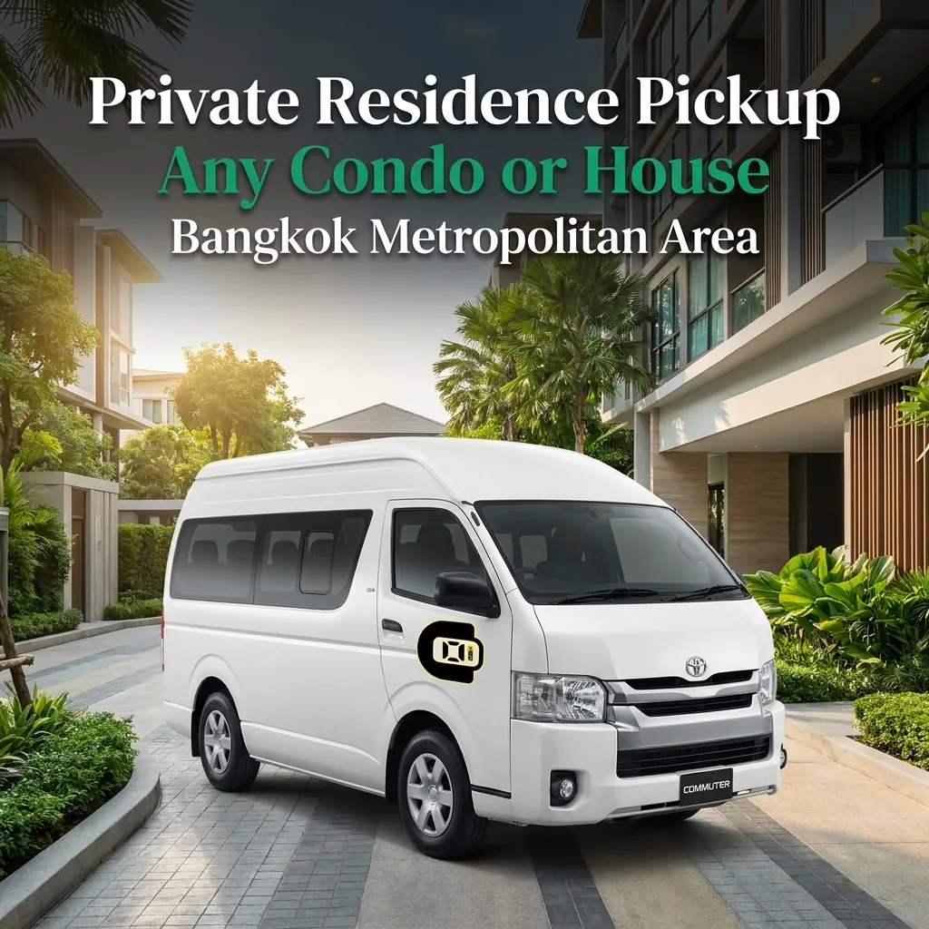 VIP taxi pickup service from any private residence, condo, or house in the Bangkok metropolitan area.
