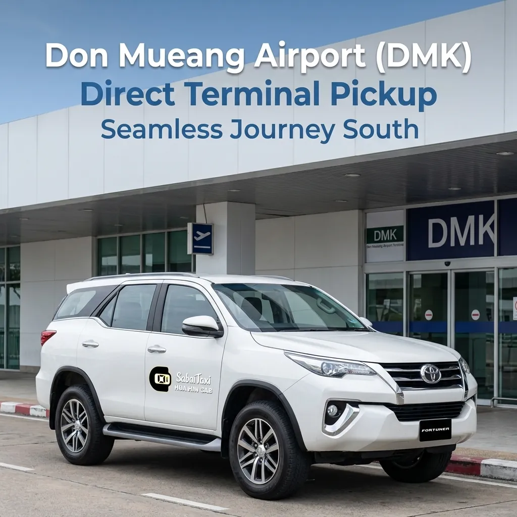 Private Toyota Fortuner taxi providing seamless terminal pickup from Don Mueang Airport (DMK) to Bang Saphan.