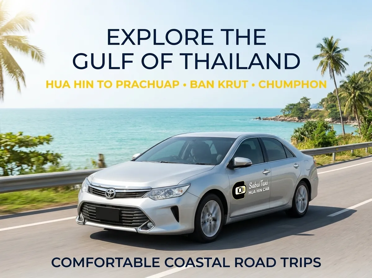 VIP Minivan taxi service from Hua Hin exploring beautiful coastal destinations including Prachuap Khiri Khan, Ban Krut, and Chumphon Port.