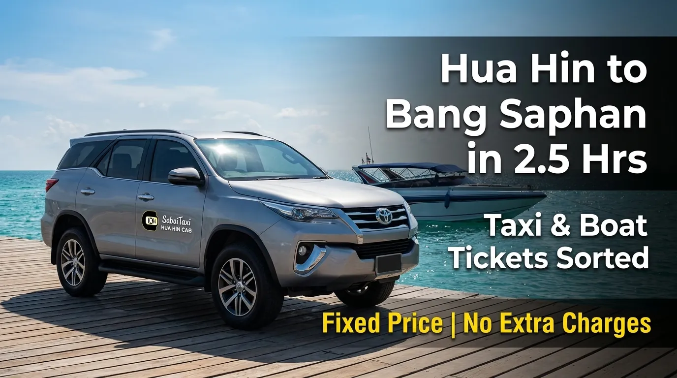 Fast 2.5-hour private taxi service from Hua Hin to Bang Saphan and Koh Talu pier, offering boat booking and fixed prices with no extra charges.